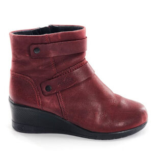 KEEN Red Leather Wedge Heel Ankle Boots‎ Zip